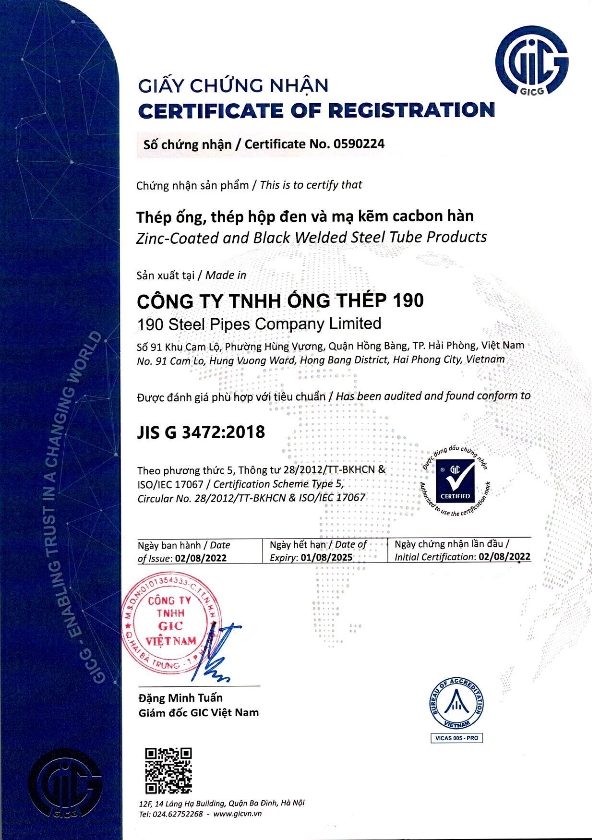 Tiêu chuẩn JIS G3472:2018 (Japanese Standard) - Ống thép carbon cho khung ô tô và xe máy
